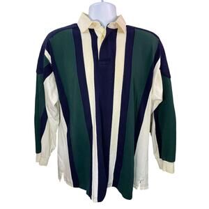 NEW RIVER SCULLING Rugby Polo — Medium Green & White Stripe